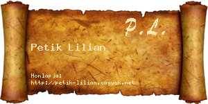 Petik Lilian névjegykártya